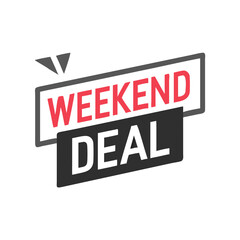 Weekend deal banner with bold red and black text