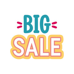 Big sale sign in pastel blue and orange colors