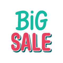 Big sale text with green and pink typography