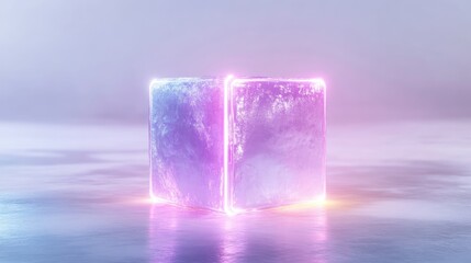 Abstract neon cube, ethereal glow
