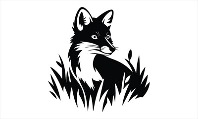 Fototapeta premium Fox Grass Silhouette Black Animal