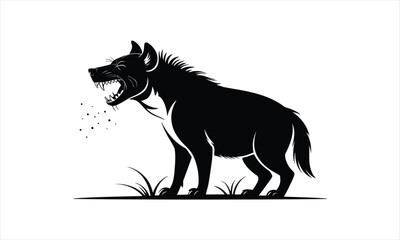 Obraz premium Hyena Growling Black Silhouette