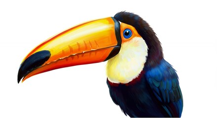 Vibrant toucan bird illustration colorful exotic animal artwork nature wildlife design element