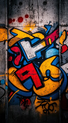 Obraz premium Raw concrete wall with bold graffiti, vibrant and urban industrial design