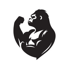 Creative And Strong Gorilla Logo silhouette vector illustration