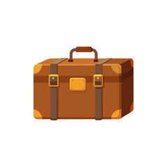 Vintage Leather Travel Trunk isolated on transparent background