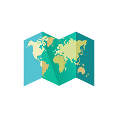 Folded World Map isolated on transparent background