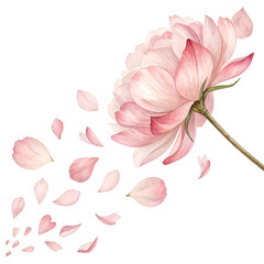 Naklejka premium Semi-transparent watercolor peony petals drifting gently in the breeze