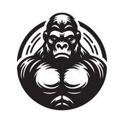 Creative And Strong Gorilla Logo silhouette vector illustration
