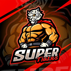 Super tiger esport mascot logo design
