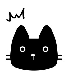 黒い驚いている可愛い猫の顔アイコン