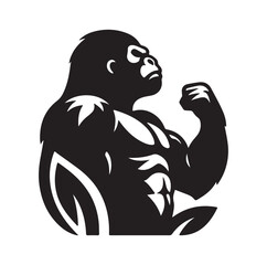 Creative And Strong Gorilla Logo silhouette vector illustration