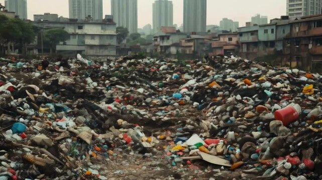 Resilience A Single Flower Blooms Amidst Urban Waste