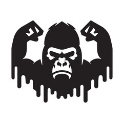 Creative And Strong Gorilla Logo silhouette vector illustration