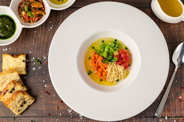 Minestra di verdure, a traditional Italian vegetable soup made with celery and other vegetables