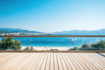 Fototapeta premium Beach View From Balcony on Sunny Day