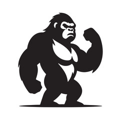 Creative And Strong Gorilla Logo silhouette vector illustration
