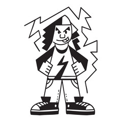 Punk Style Girl with Lightning Bolt