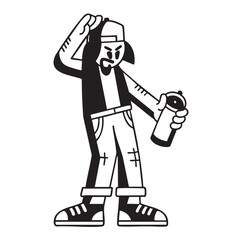 Cool Artist with Cap and Can