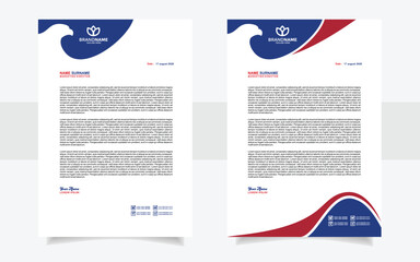 modern letterhead template with blue red and white color