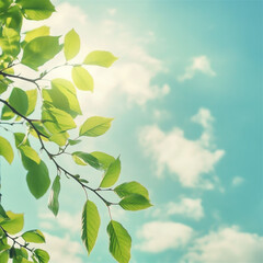 青空に映える緑の木の葉