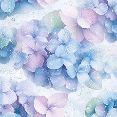 青と紫の紫陽花のクローズアップ