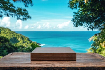 Wooden Platform on a Tropical Island with Ocean View