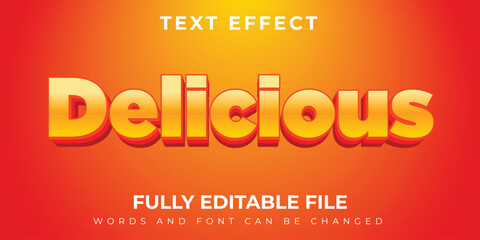 Obraz premium Delicious Text Effect With Orange Background