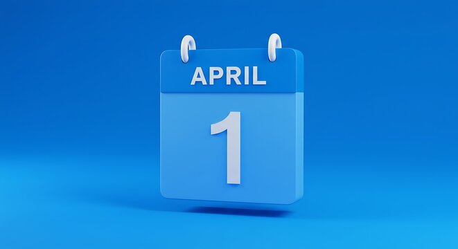 Calendar Showing April 1st Date on Blue Background
