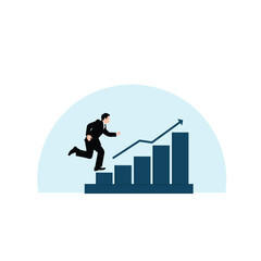 businessman running at growth graph