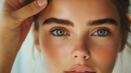 A woman undergoes a dermaplaning treatment at a professional clinic, with an esthetician gently using a tool to exfoliate her skin. Her complexion appears smooth and glowing.