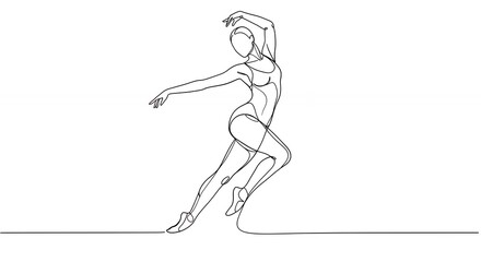 Elegant one line drawing of a female dancer graceful movement minimalist art