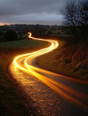 Winding Road at Night