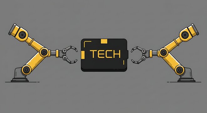 Robotic Arms Holding a Digital Tech Device, Modern Tech