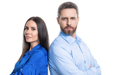 two colleagues in office. businesspeople with coworker. business leadership and success. leader representing leadership. successful businesspeople. business leader isolated on white. copy space