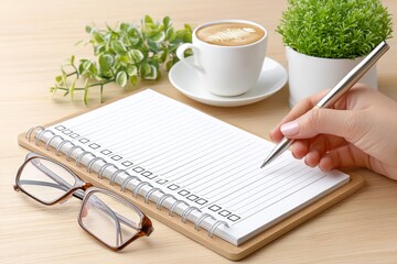 A person proudly looking at a completed to-do list in a cozy workspace