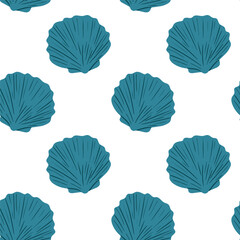 Unique teal shell pattern on a white background perfect for beach-themed designs