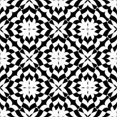 Abstract Seamless Geometric Floral Black and White Pattern. 