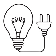 Outline Light Bulb with Plug Vector Illustration for Electrical Ideas