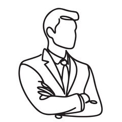 Confident Businessman Silhouette Continuous Line Vector Art Illustration