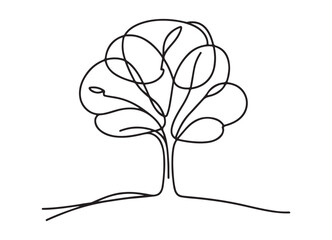 Simple Tree Silhouette Line Drawing Minimalist Illustration Art