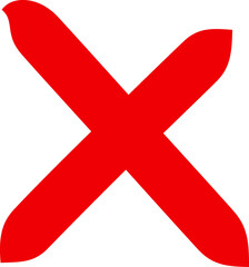 Red cross sign icon. Wrong mark icon. Red cross. X symbol logo. Grunge X icon