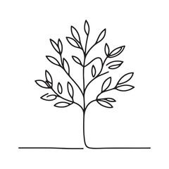 Simple Tree with Leaves Silhouette Illustration Graphic Design