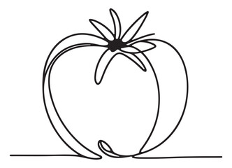 Single Line Art of Fresh Red Tomato Vegetable Illustration