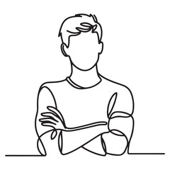 Man with crossed arms silhouette illustration in simple line drawing