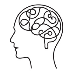 Human Brain Silhouette Line Art for Neuroscience Projects