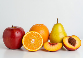 Juicy Fruits: Apples, Oranges, Pears, and Peaches - High-Resolution Image