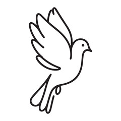 Dove Silhouette Vector Illustration Line Art Peace and Freedom Symbol