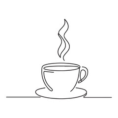 Coffee cup with steam vector line art drawing design