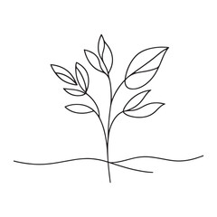 Growing Plant Silhouette Illustration Symbolizing Growth and Environment